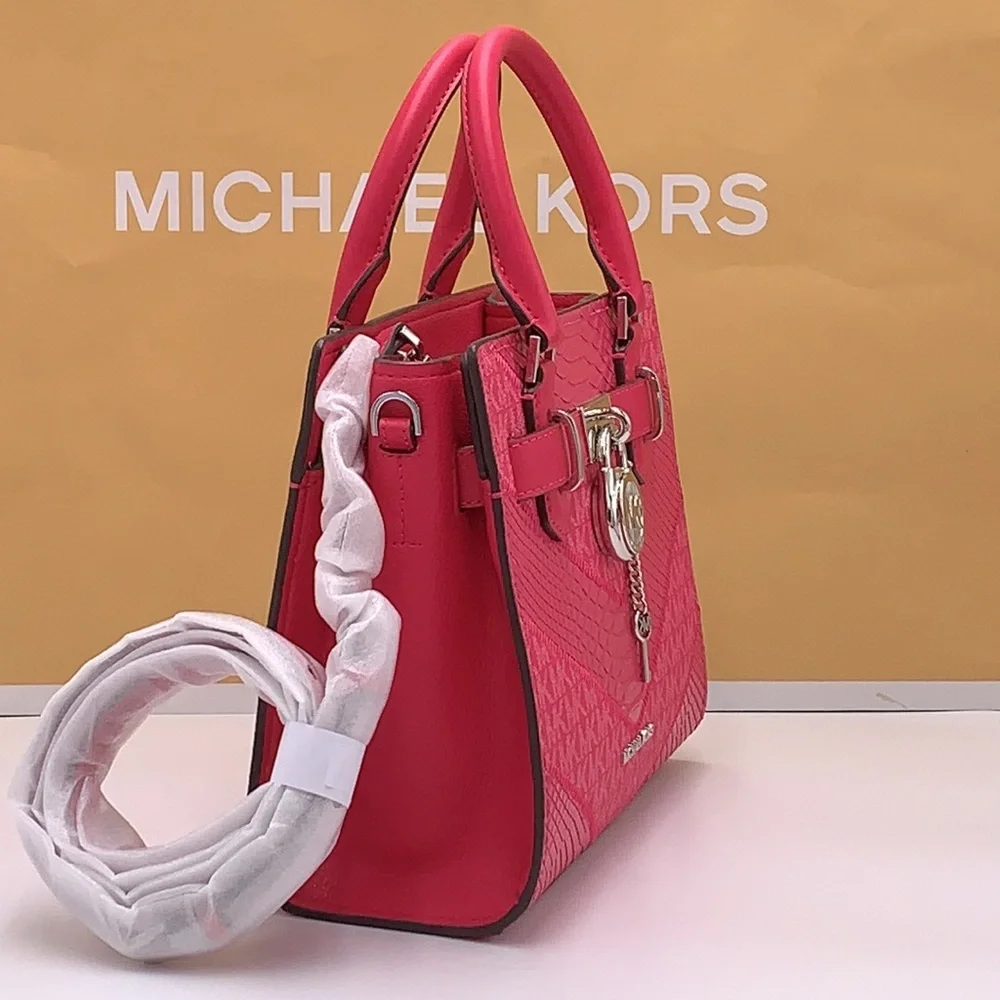 Michael Kors Hamilton Small Satchel Shoulder Crossbody Bag  Electric Pink Multi